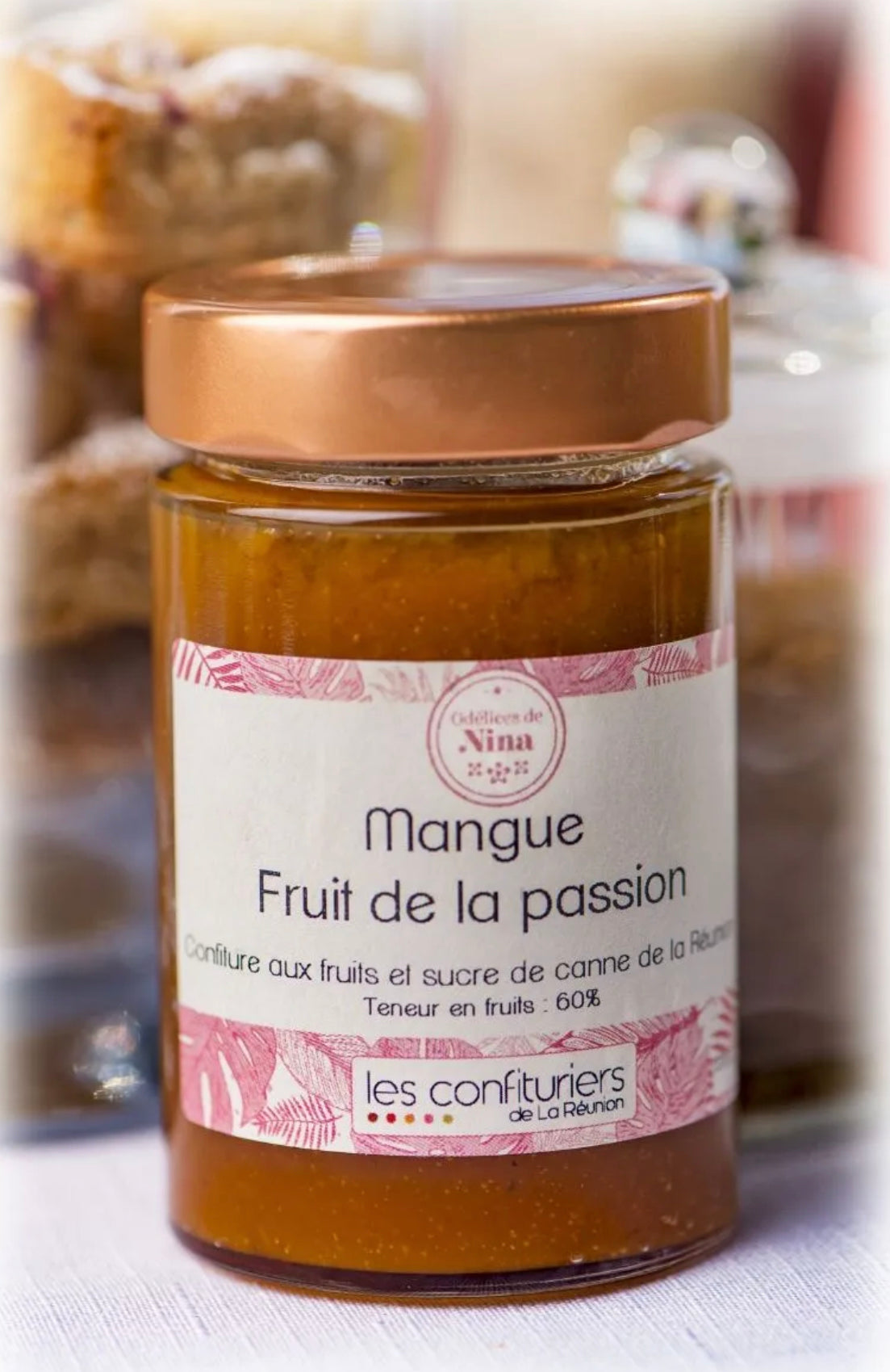 Ôdélices de Nina - Confiture mangue et fruit de la passion, 230g