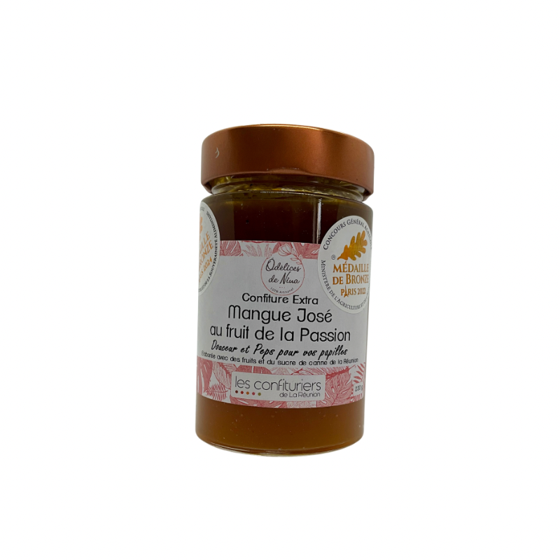 Ôdélices de Nina - Confiture mangue et fruit de la passion, 230g